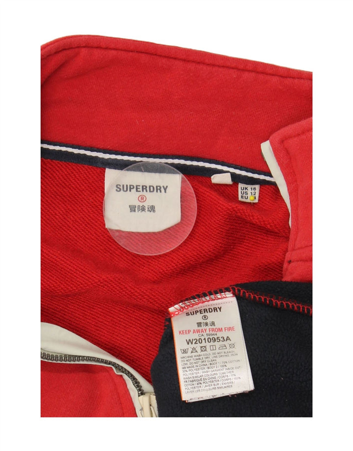 SUPERDRY Γυναικείο Crop Oversized Fleece Jumper UK 16 Large Red Colourblock