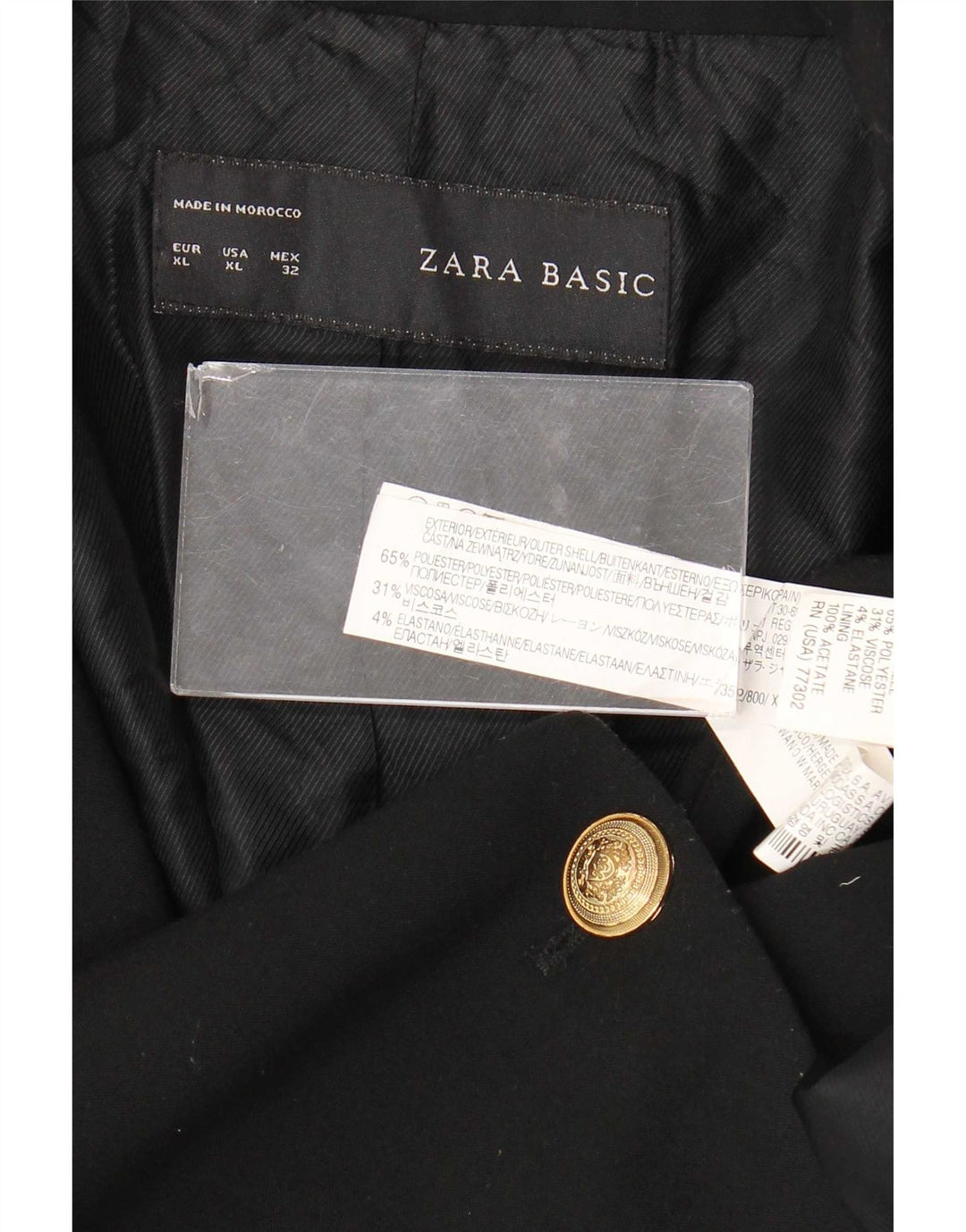 Zara Γυναικείο Μπουφάν Blazer UK 18 XL Μαύρο Πολυεστέρας