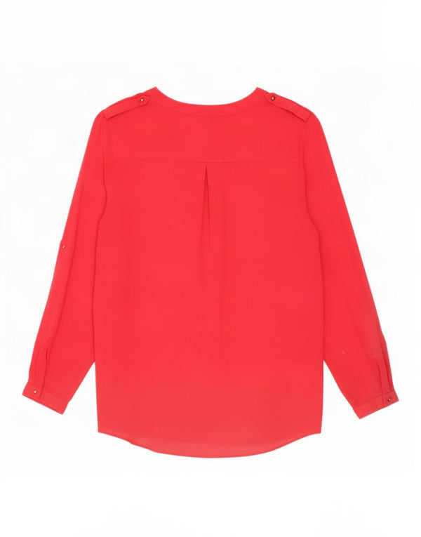 Zara Γυναικεία Μακρυμάνικη Μπλούζα Τοπ UK 10 Small Red Viscose
