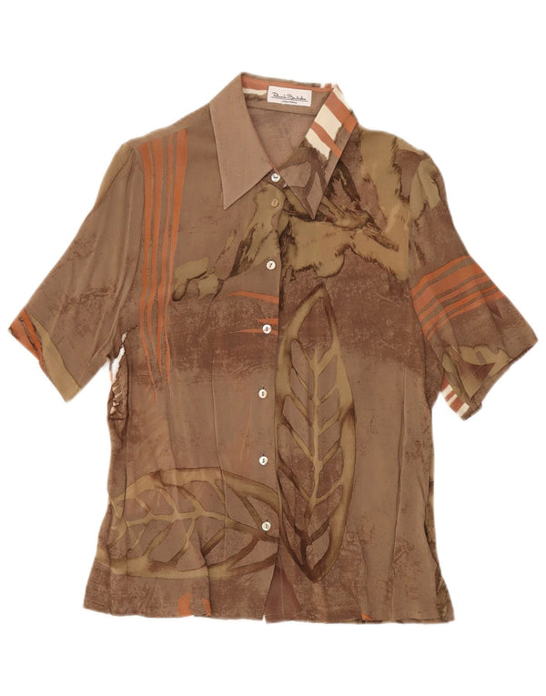 Renato Balestra Γυναικεία See Through Μπλούζα UK 14 Large Brown Floral