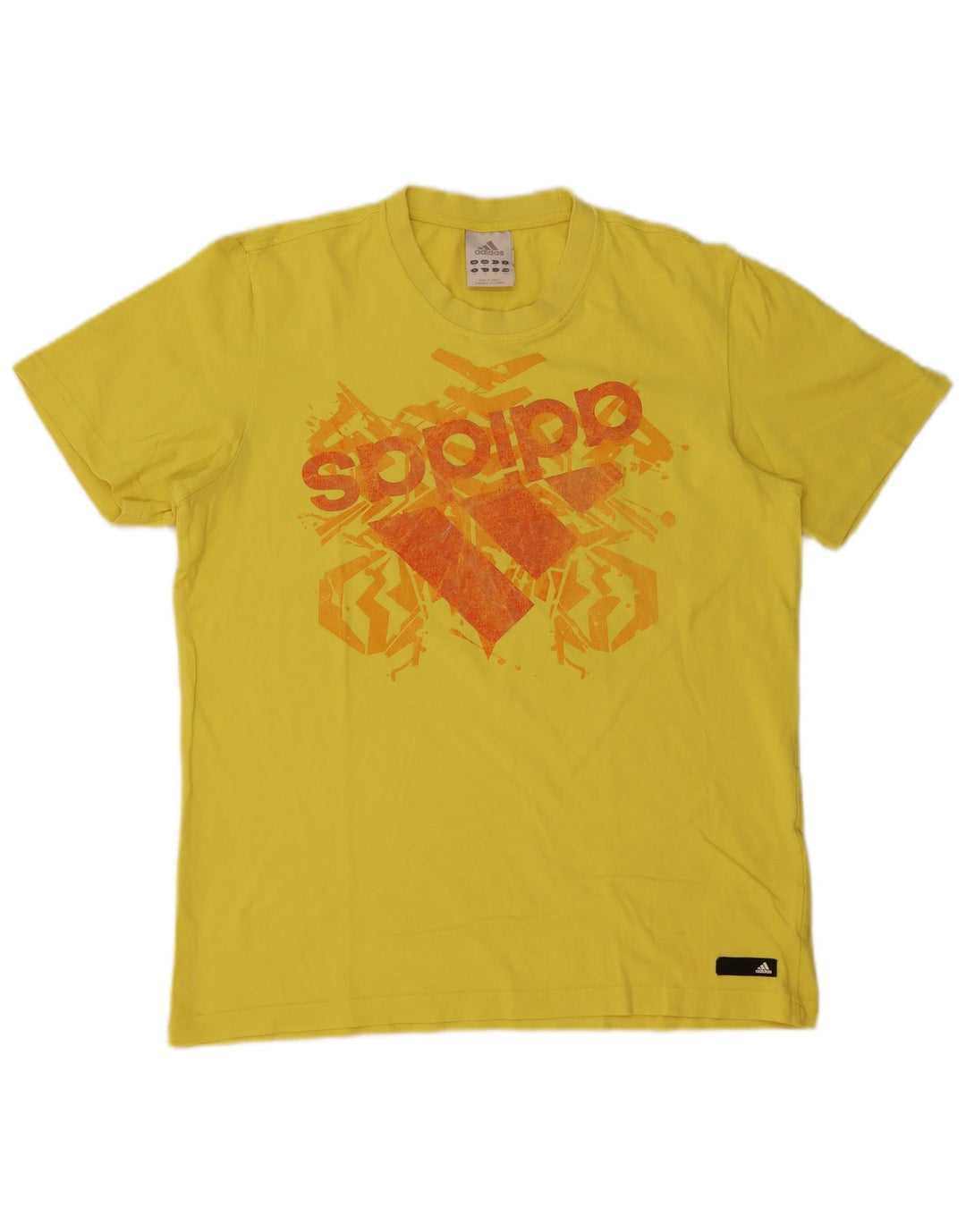 Ανδρικό γραφικό T-Shirt Adidas Top από μεσαίο κίτρινο βαμβάκι