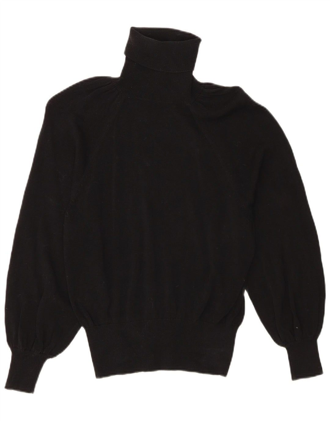 Zara Γυναικείο πουλόβερ με ρολό λαιμόκοψη UK 10 Small μαύρο Lyocell