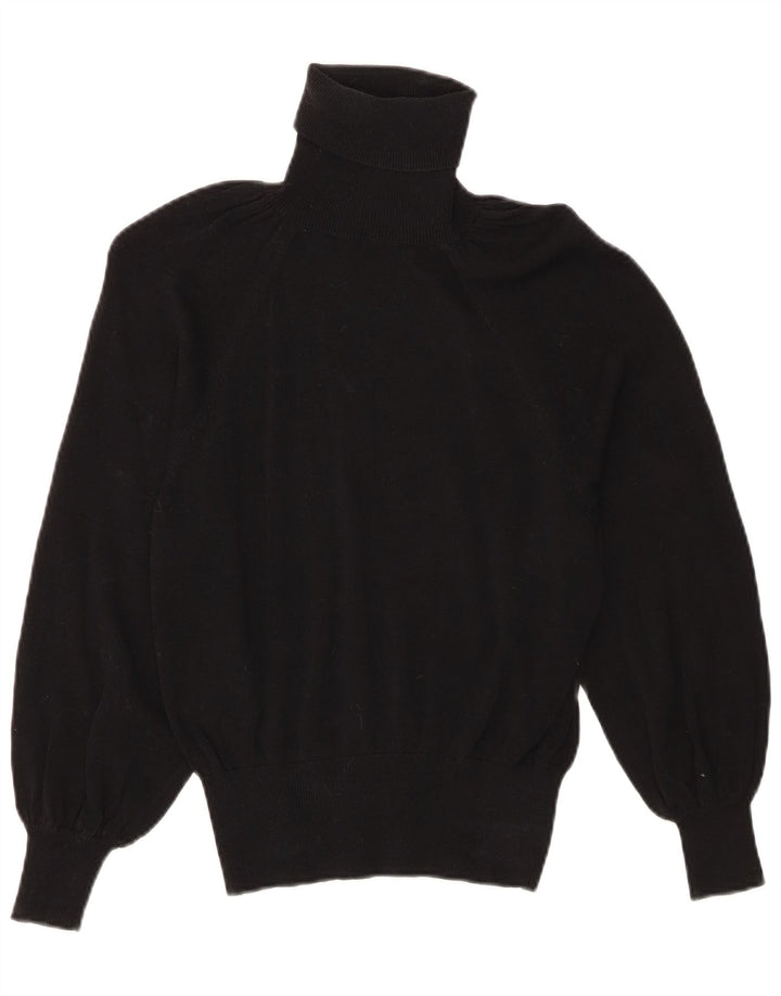 Zara Γυναικείο πουλόβερ με ρολό λαιμόκοψη UK 10 Small μαύρο Lyocell