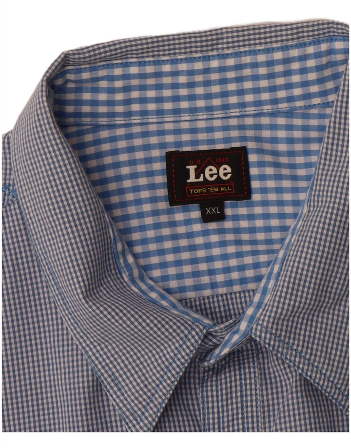 Ανδρικό πουκάμισο Lee 2XL Μπλε βαμβακερό Gingham