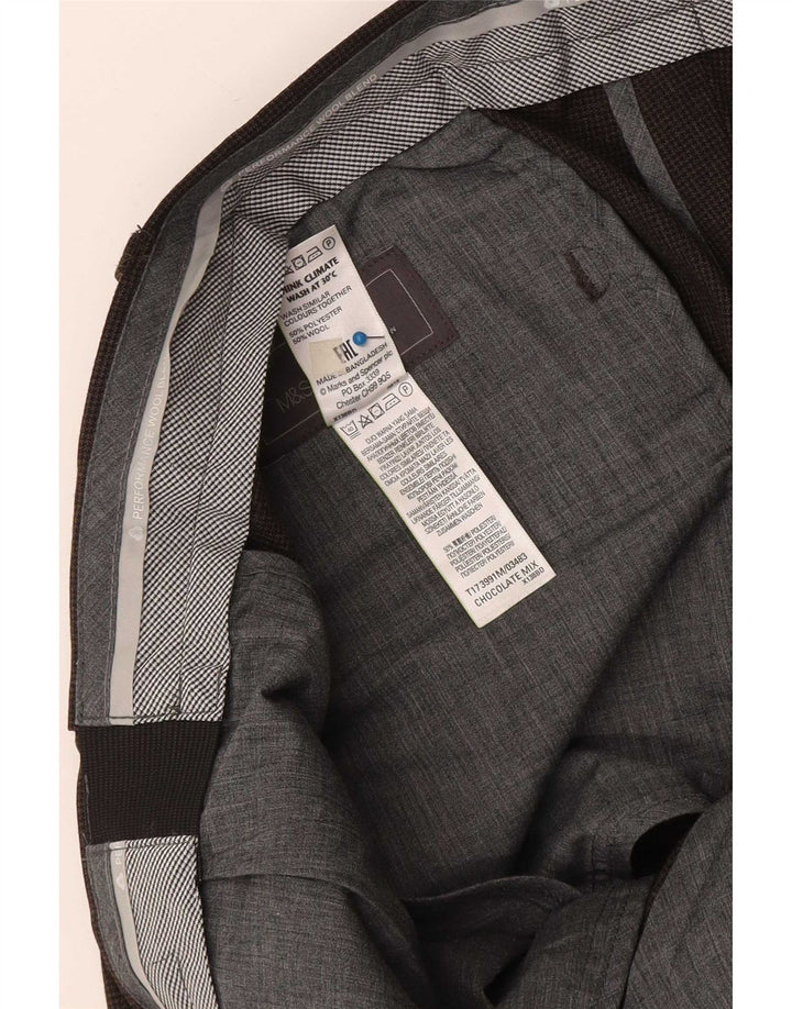 Marks & Spencer Ανδρικό παντελόνι με λεπτή εφαρμογή W38 L29 καφέ
