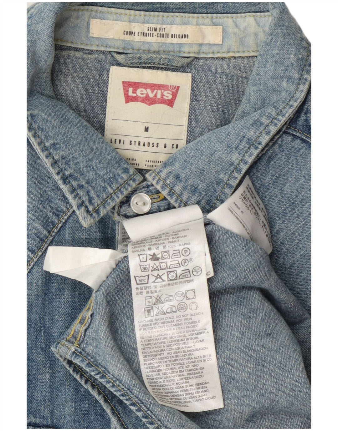 Ανδρικό τζιν πουκάμισο Levi's Slim Fit, μεσαίο μπλε βαμβακερό