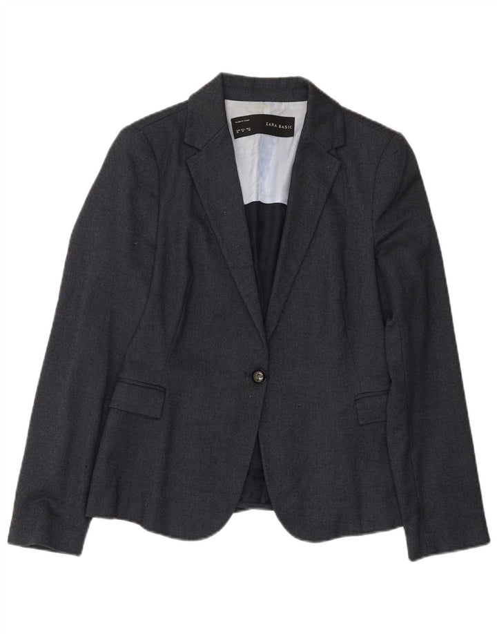 Zara Γυναικείο Μπουφάν 1 Button Blazer UK 12 Medium Navy Blue Polyester