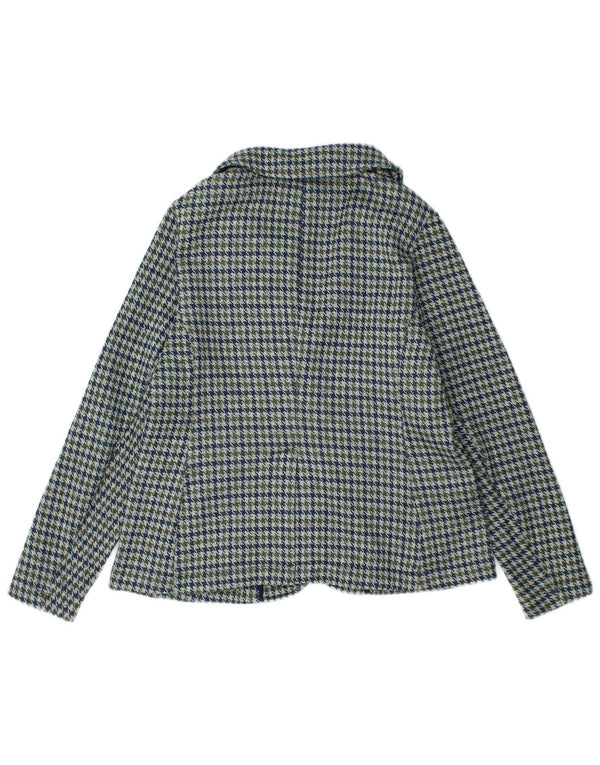 Lands End Γυναικείο σακάκι 1 κουμπιού Blazer UK 10 Small Blue Houndstooth