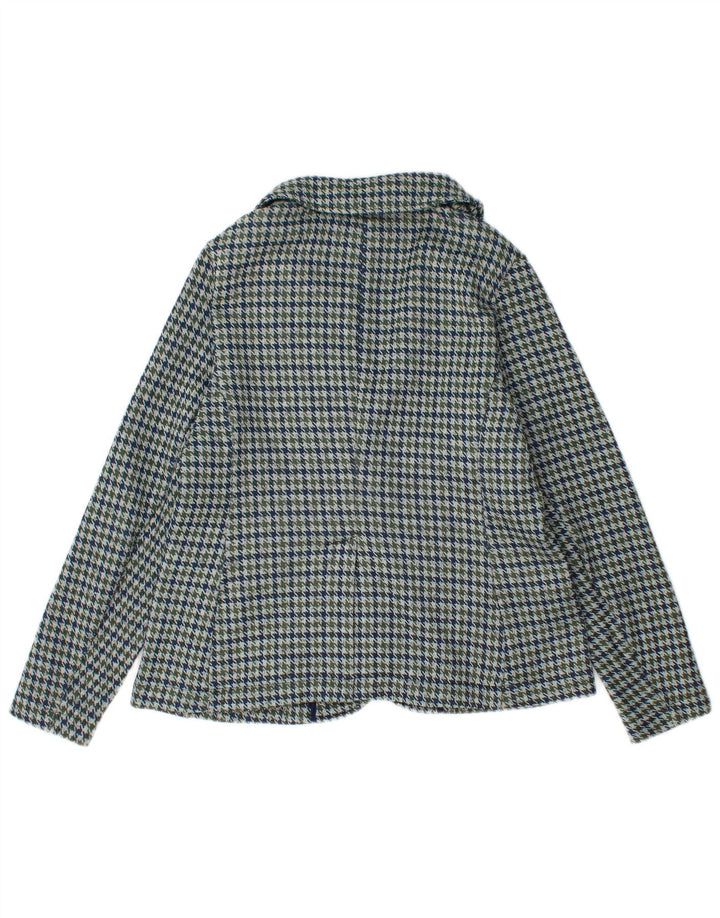 Lands End Γυναικείο σακάκι 1 κουμπιού Blazer UK 10 Small Blue Houndstooth