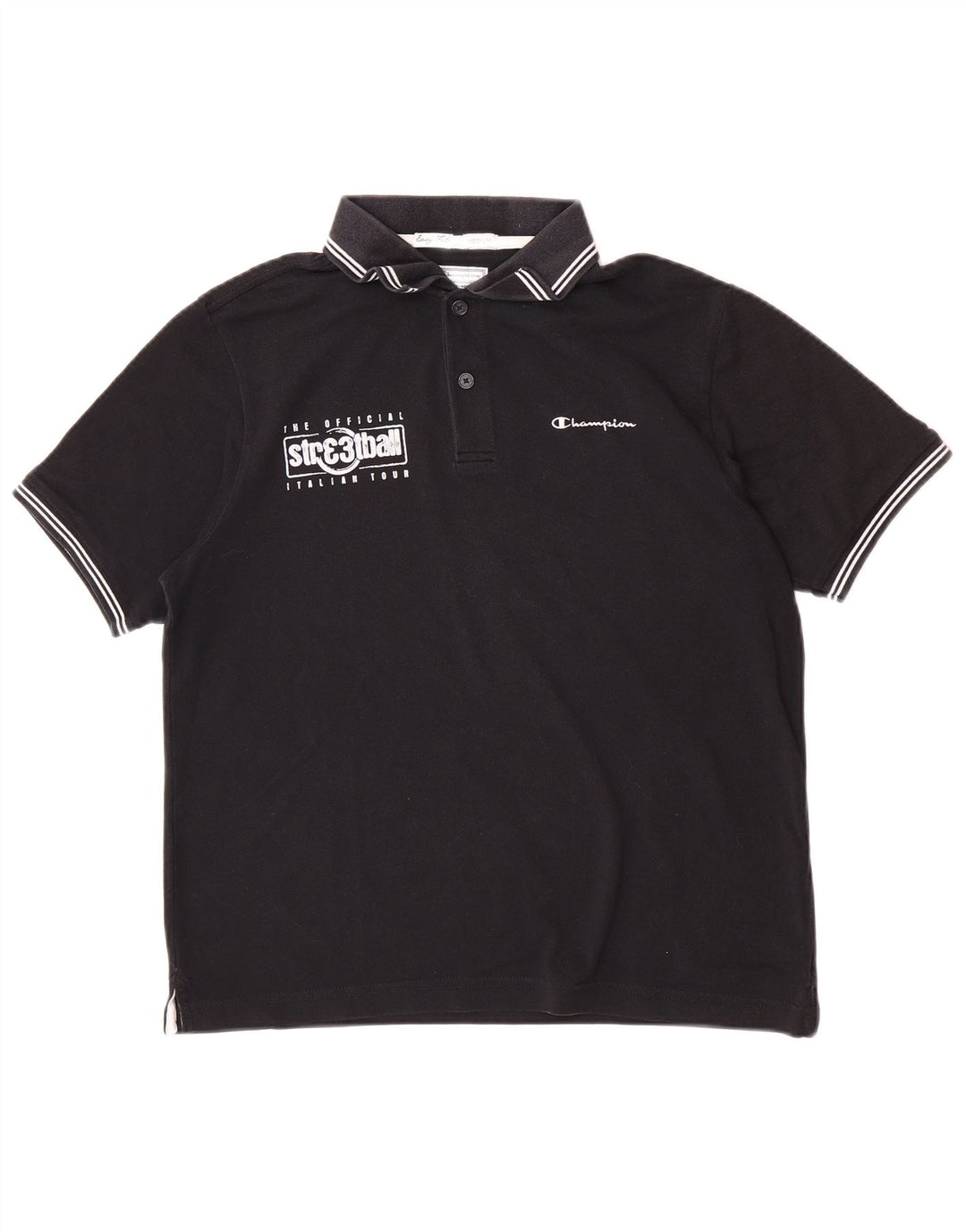 Ανδρικό Champion Easy Fit Graphic Polo πουκάμισο μεσαίο μαύρο βαμβακερό