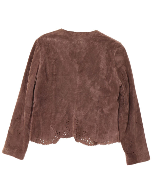 MONSOON Γυναικείο Open Suede Blazer Jacket UK 16 Large Brown Δερμάτινο