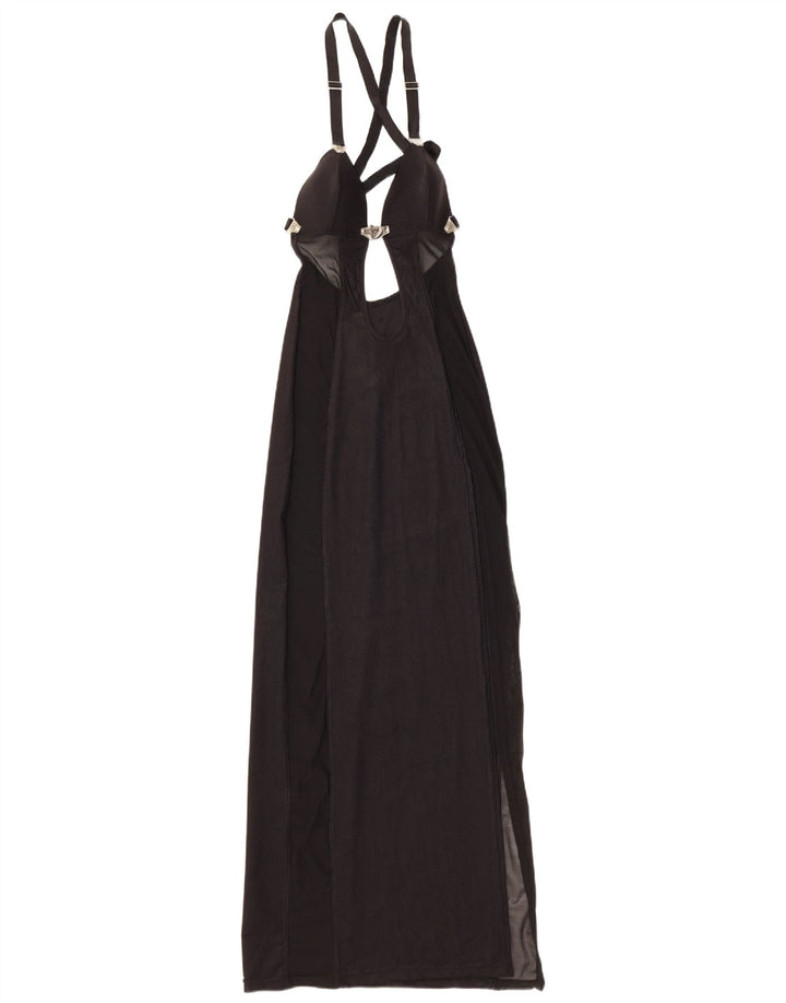 Vintage Γυναικείο Halter Maxi Φόρεμα UK 12 Medium Black Polyamide