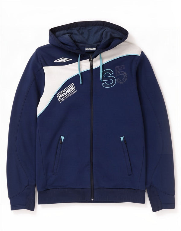 Umbro Mens The FA Fives γραφικό πουλόβερ με κουκούλα με φερμουάρ μεγάλο μπλε χρώμα