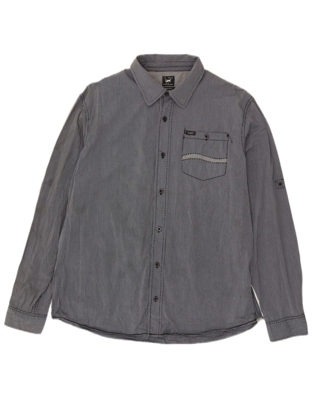 Ανδρικό πουκάμισο Lee Regular Fit XL Μπλε βαμβακερό pinstripe