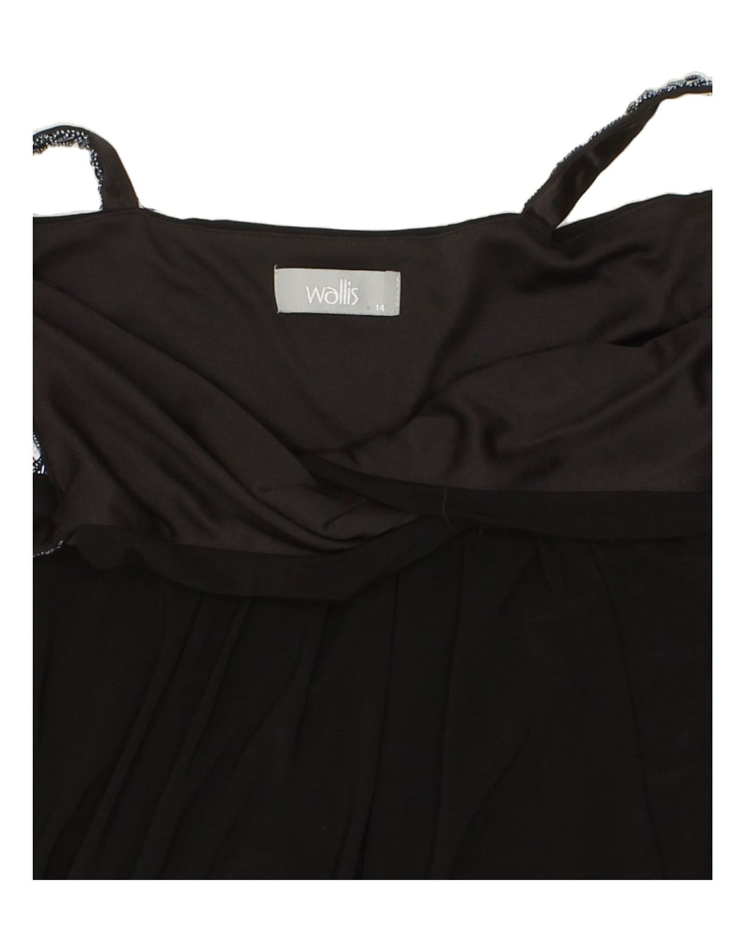 WALLIS Womens A-Line Dress UK 14 Large Black Polyester Vintage Wallis and Second-Hand Wallis from Messina Hembry 