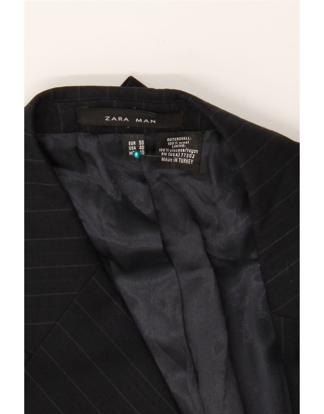 Zara Ανδρικό μπουφάν μπλέιζερ με 2 κουμπιά EU 50 Μαλλί με μεσαίο μαύρο ρίγες