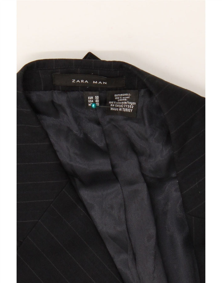 Zara Ανδρικό μπουφάν μπλέιζερ με 2 κουμπιά EU 50 Μαλλί με μεσαίο μαύρο ρίγες