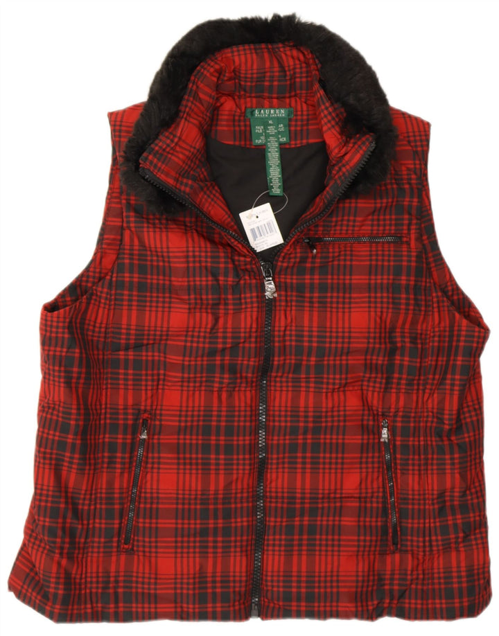 RALPH LAUREN Γυναικείο Gilet UK 18 XL Red Check Polyester