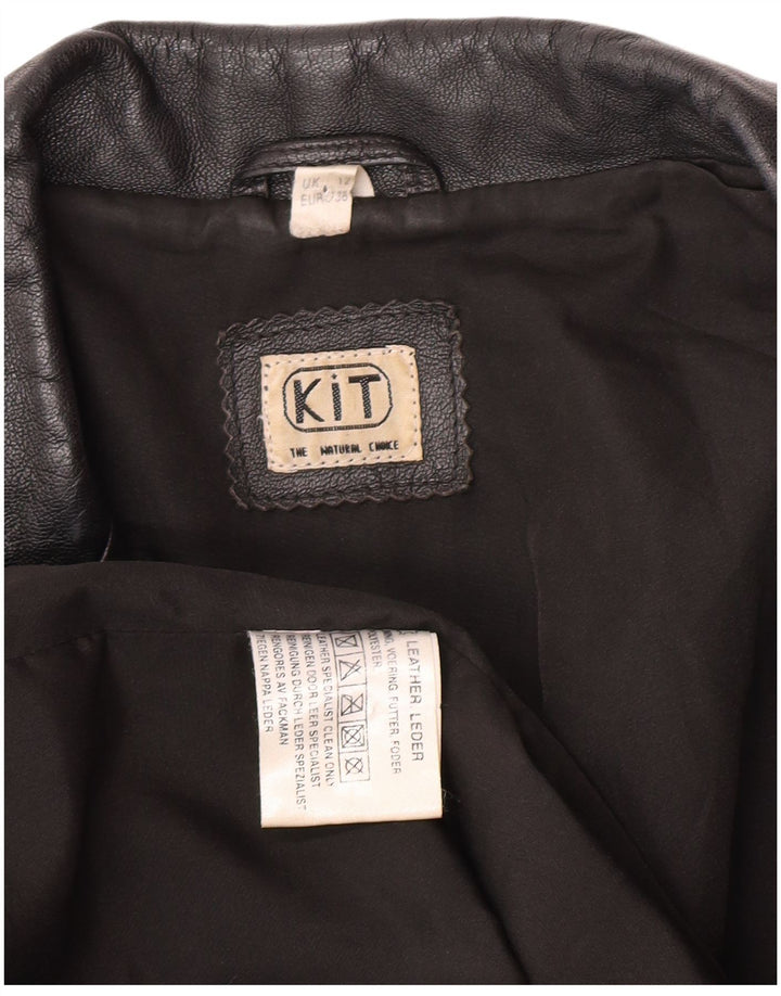 Vintage Γυναικείο Δερμάτινο Μπουφάν UK 12 Medium Black Leather