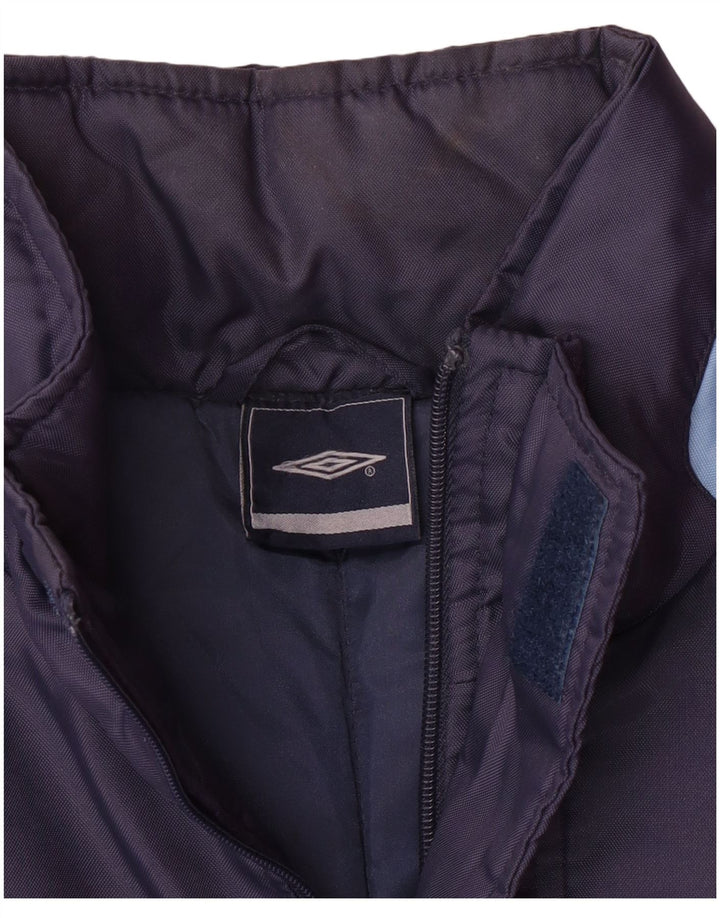 Ανδρικό παλτό UMBRO με κουκούλα με επένδυση UK 38 Medium Navy Blue Colorblock Nylon