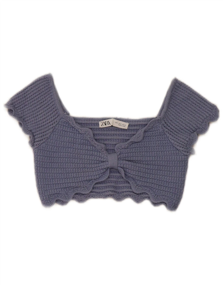 Zara Γυναικείο Knit Crop Top UK 8 Small Blue
