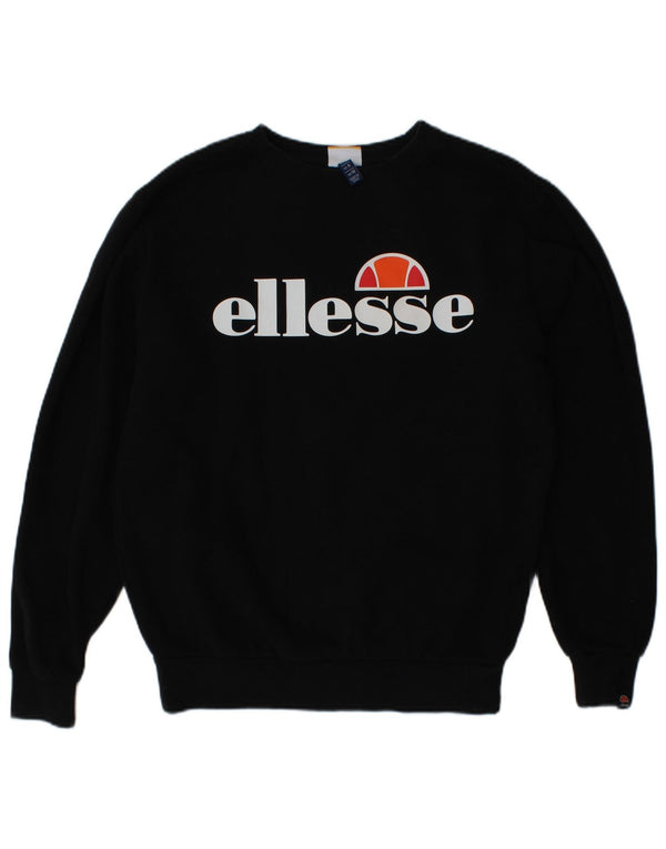 ELLESSE Γυναικείο Φούτερ με γραφικό μεγάλο μέγεθος Jumper UK 10 Small Black