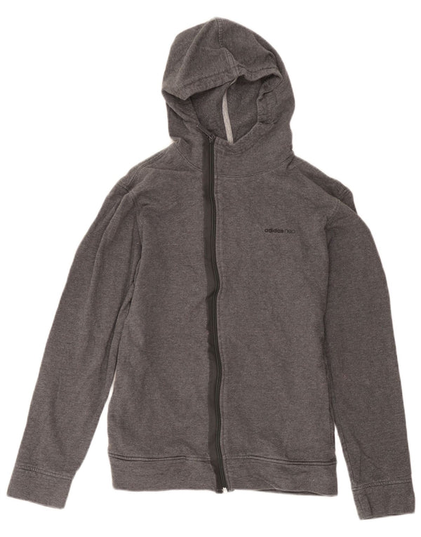 Adidas Womens Zip Hoodie Sweater UK 10 Small Grey Cotton