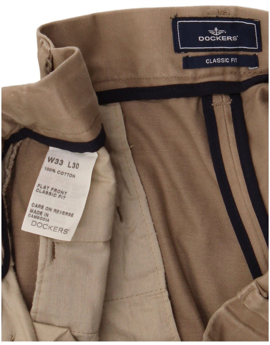 DOCKERS Ανδρικό ίσιο κλασικό παντελόνι Chino W33 L30 Μπεζ βαμβακερό