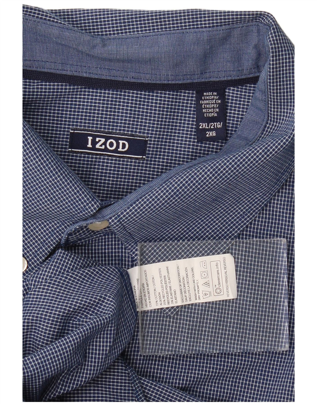 Ανδρικό πουκάμισο Izod Loose Fit 2XL Blue Check Cotton Classic
