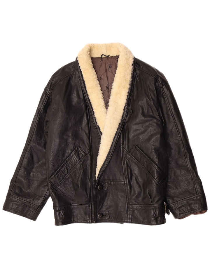 Vintage Ανδρικό Δερμάτινο Μπουφάν IT 50 Medium Black Colourblock