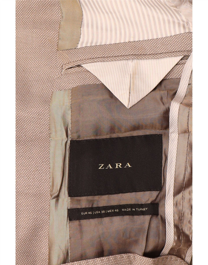 Zara Ανδρικό σακάκι μπλέιζερ με 2 κουμπιά EU 46 Small Beige Polyester