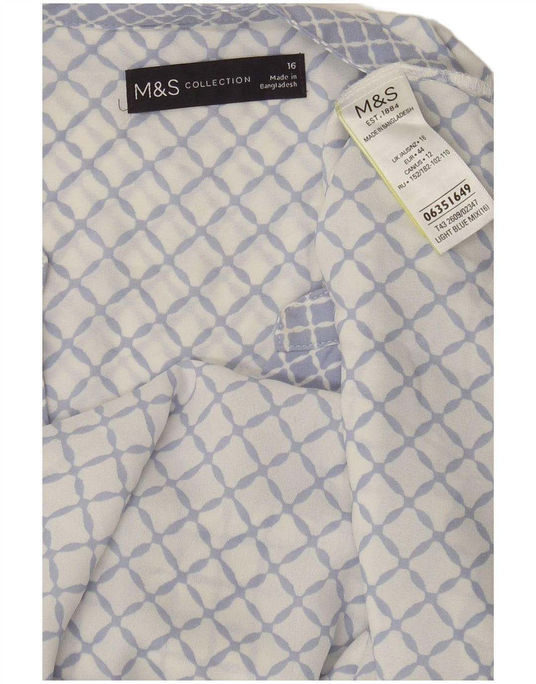 Marks & Spencer Γυναικεία Αμάνικη Μπλούζα Τοπ UK 16 Large Blue Geometric