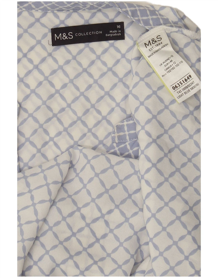 Marks & Spencer Γυναικεία Αμάνικη Μπλούζα Τοπ UK 16 Large Blue Geometric