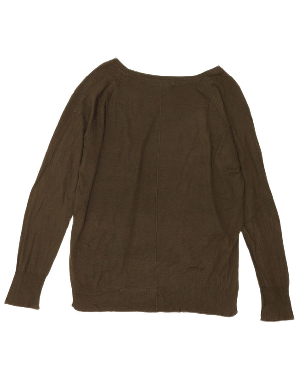 Zara Γυναικείο πουλόβερ με λαιμόκαυστο UK 16 Large Khaki Viscose