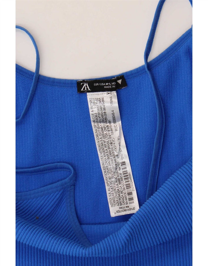Zara Γυναικείο Αμάνικο Playsuit UK 12 Medium Blue Polyamide