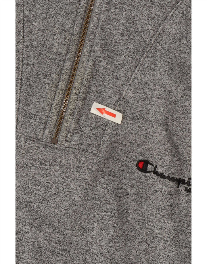 Champion Mens Graphic Zip Neck Sweatshirt Jumper Large Grey Colourblock