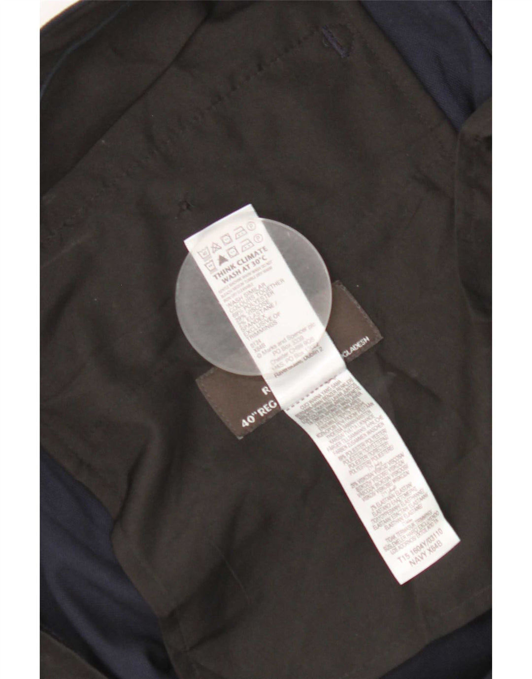 Ανδρικό καθημερινό παντελόνι Marks & Spencer Regular Fit W40 L31 Navy Blue