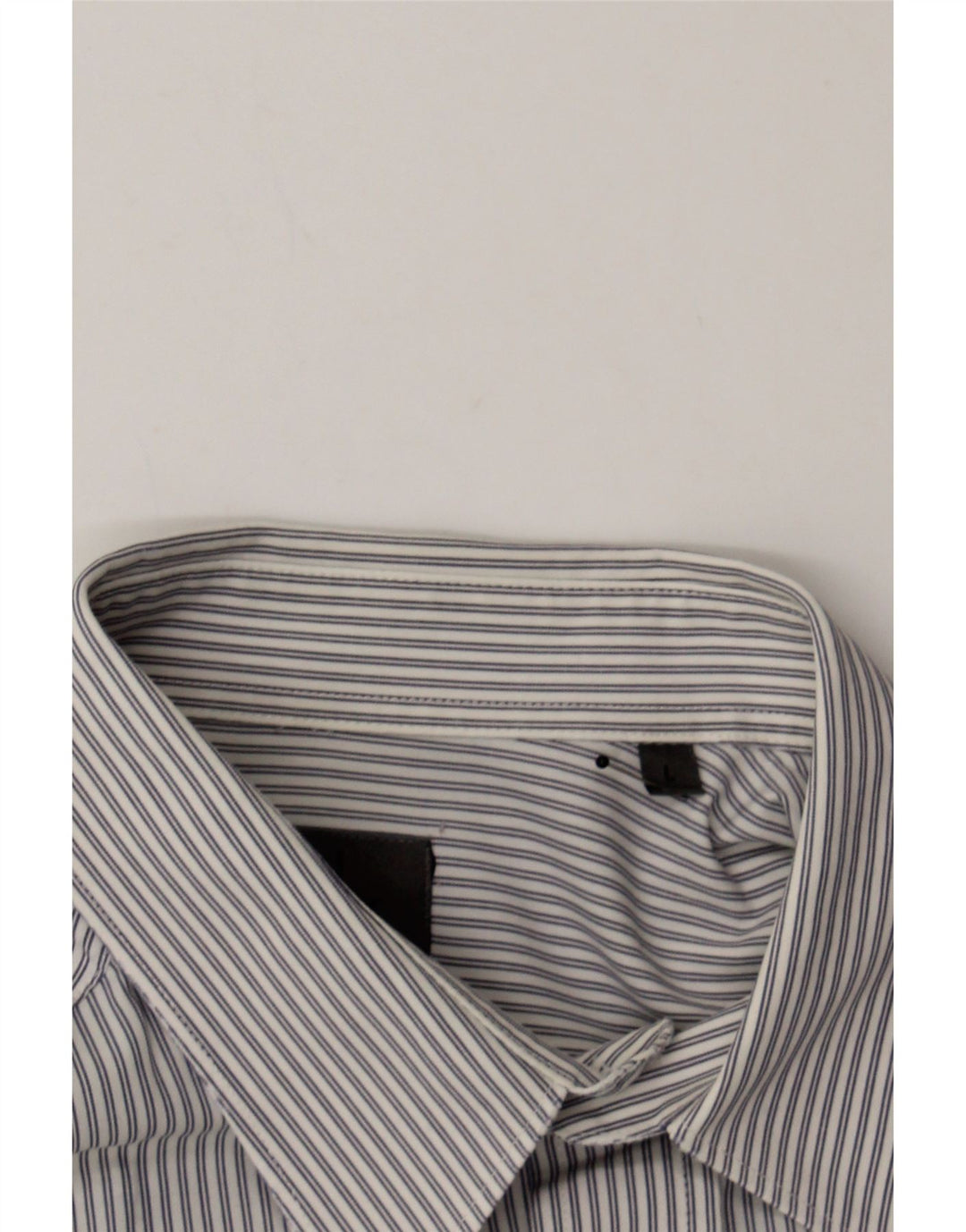 CALVIN KLEIN Mens Regular Fit Shirt Large Grey Striped Vintage Calvin Klein and Second-Hand Calvin Klein from Messina Hembry 