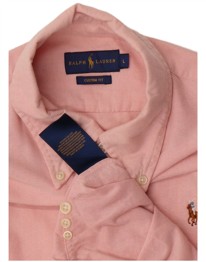 Ralph Lauren Ανδρικό Πουκάμισο Προσαρμοσμένης Εφαρμογής Μεγάλο Ροζ Βαμβακερό