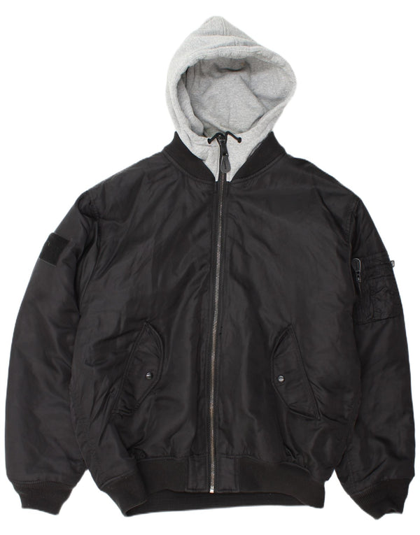 BRANDIT Ανδρικό μπουφάν με κουκούλα UK 46 3XL Μαύρο νάιλον