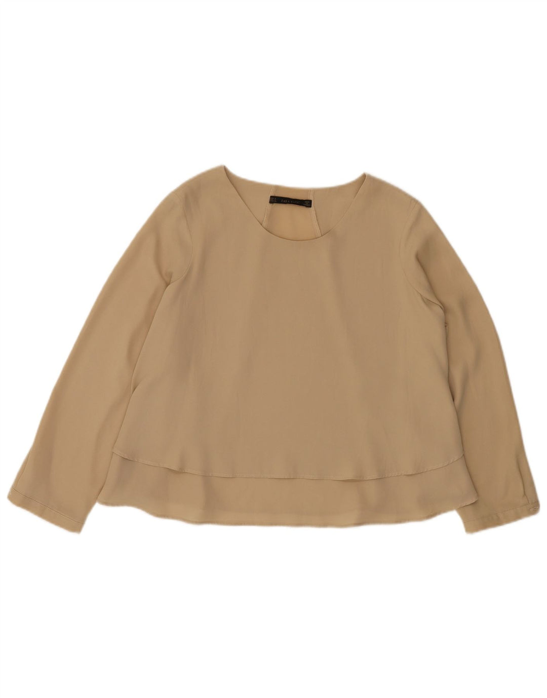 Zara Γυναικεία Μακρυμάνικη Μπλούζα Τοπ UK 14 Medium Beige Polyester