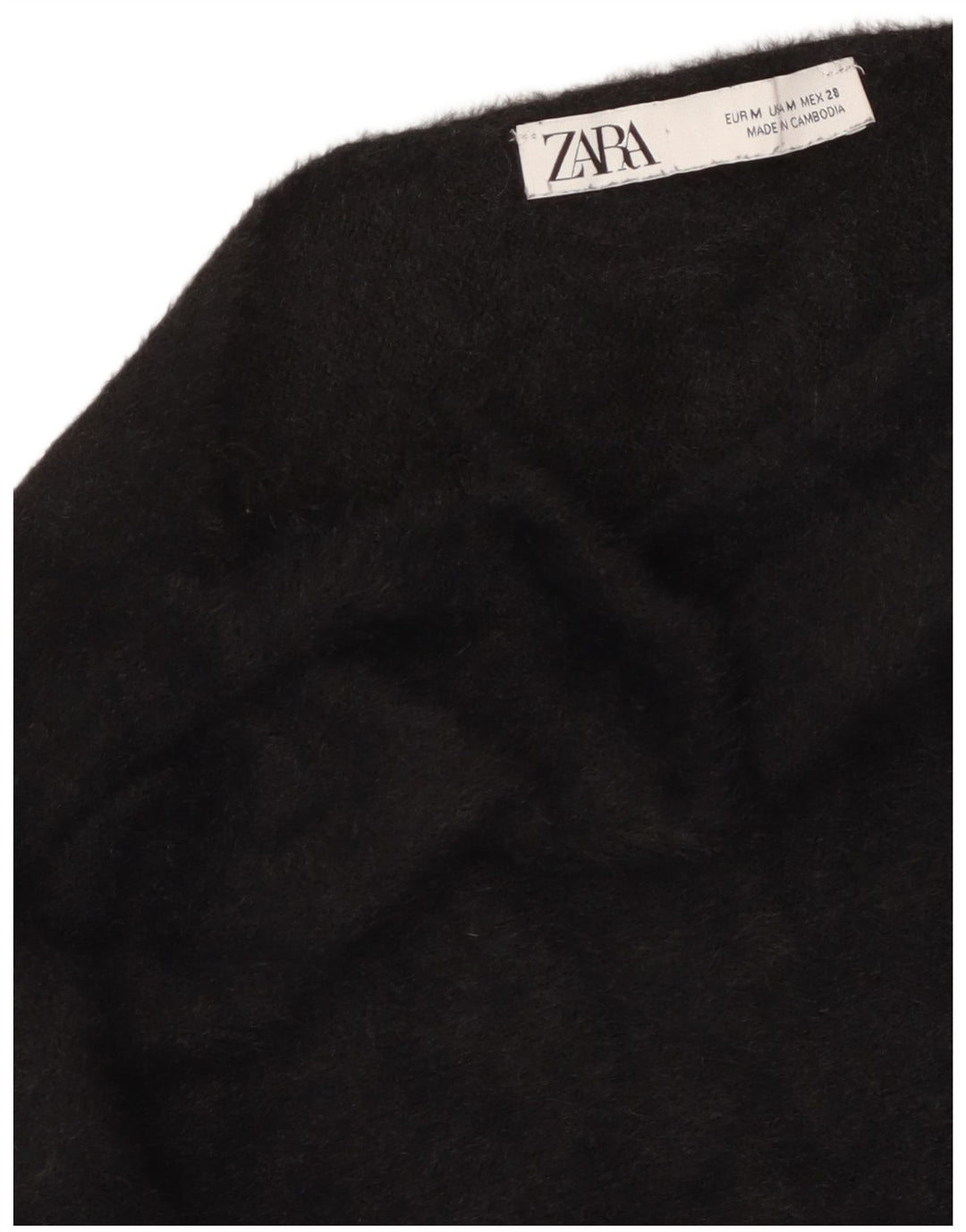 Zara Γυναικείο Crop Top Μακρυμάνικο UK 14 Medium Μαύρο