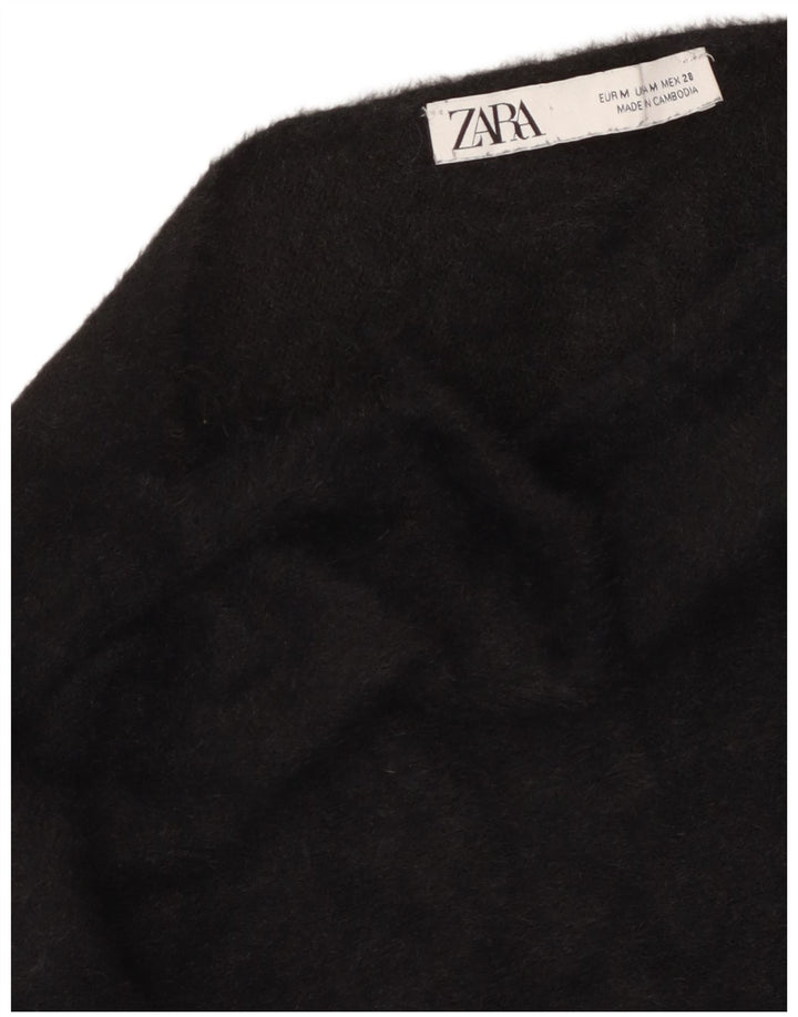 Zara Γυναικείο Crop Top Μακρυμάνικο UK 14 Medium Μαύρο