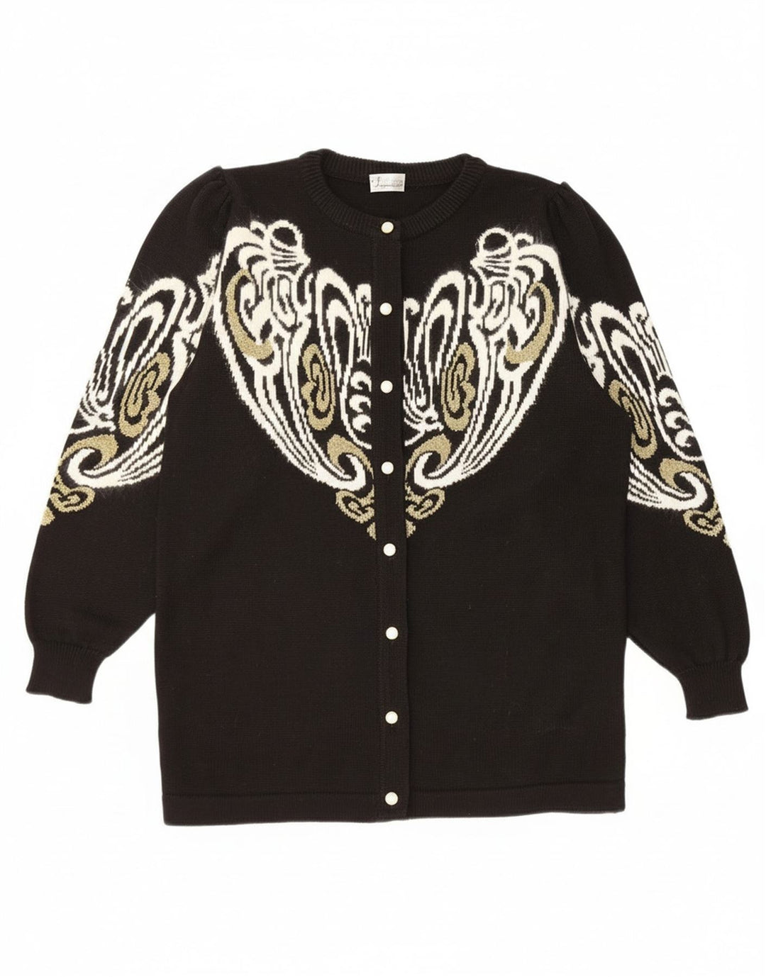 Vintage γυναικεία ζακέτα πουλόβερ EU 38/40 Μεσαίο μαύρο ακρυλικό Paisley