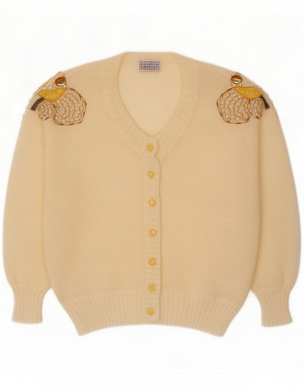 Vintage γυναικείο γραφικό ζακέτα UK 16 Large Off White Mohair