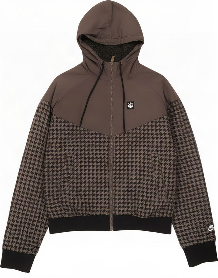 Ανδρικό μπουφάν Nike με κουκούλα UK 34/36 Small Grey Houndstooth Polyester