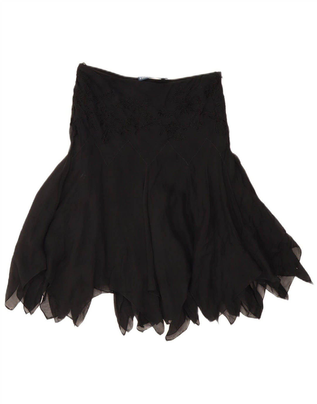 RALPH LAUREN Γυναικεία ασύμμετρη φούστα US 6 Medium W28 Μαύρο Μεταξωτό