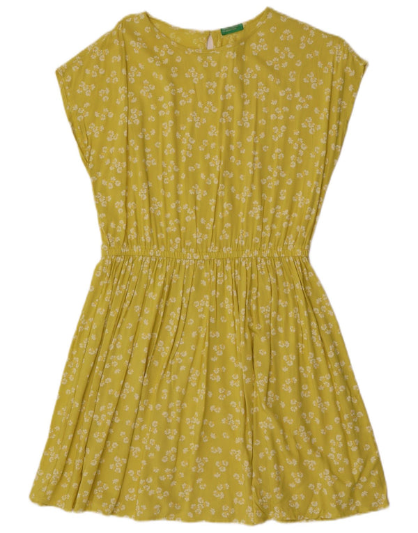 Γυναικείο φόρεμα Benetton A-Line UK 14 Medium Yellow Floral