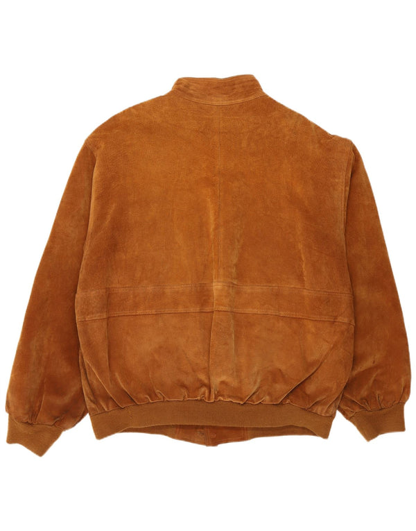 Vintage Ανδρικό Suede Bomber Jacket UK 40 Large Brown Polyester
