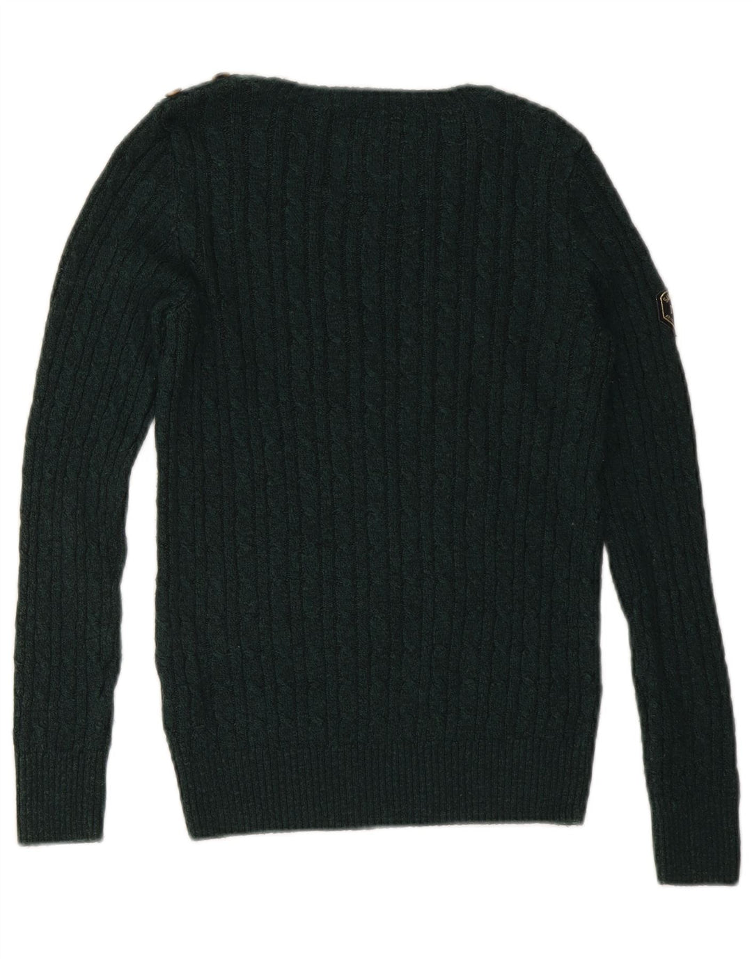 SUPERDRY Γυναικείο πουλόβερ με λαιμό σκάφος UK 10 Μικρό Πράσινο Ακρυλικό